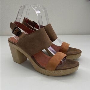 Sessún Elise Two Tone Leather Platform Clogs Sandals Size 39 US 8